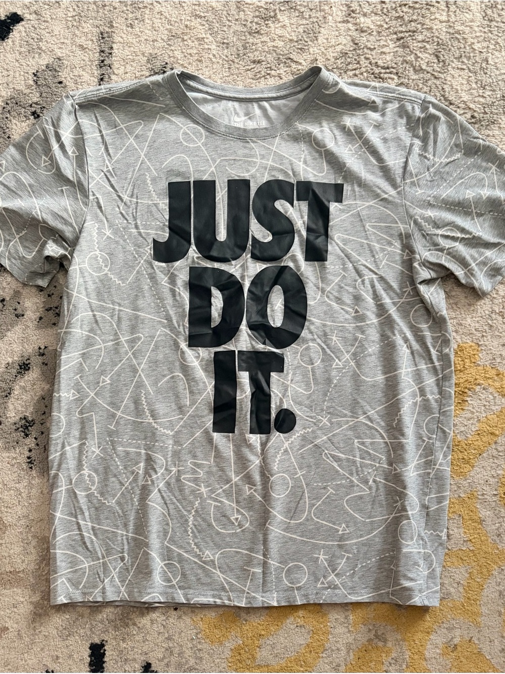 Nike Gray Short-Sleeve Tee with Black 'JUST DO IT.' Graphic